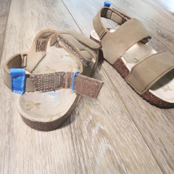 Wonder Nation toddler boys double strap faux leather tan sandal Size 9 - Picture 9 of 11